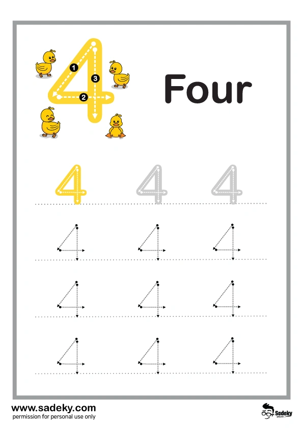 trace number 1 to 10 number four