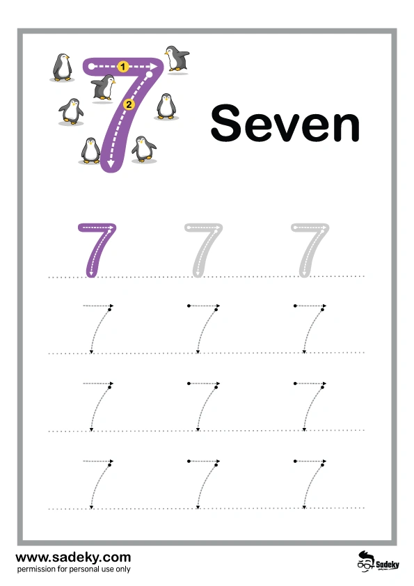 Number 7 worksheet for kindergarten