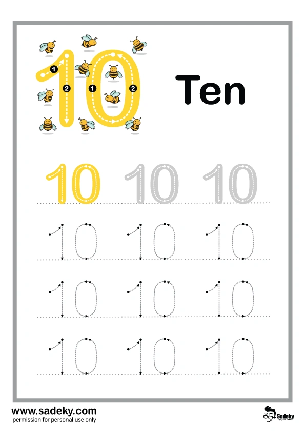 Number 10 worksheet