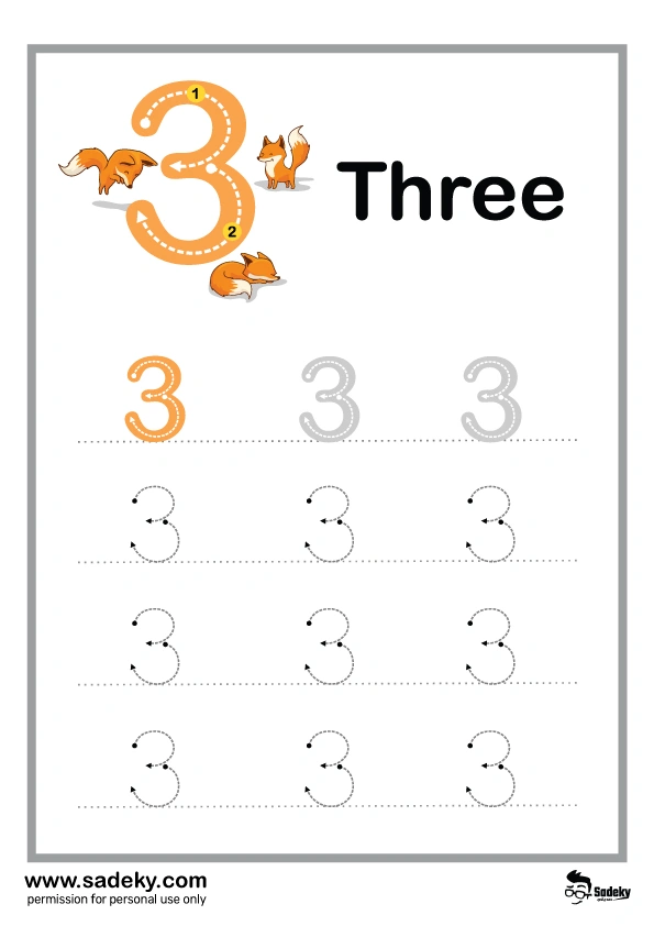 numbers 0-10 tracing worksheet number3